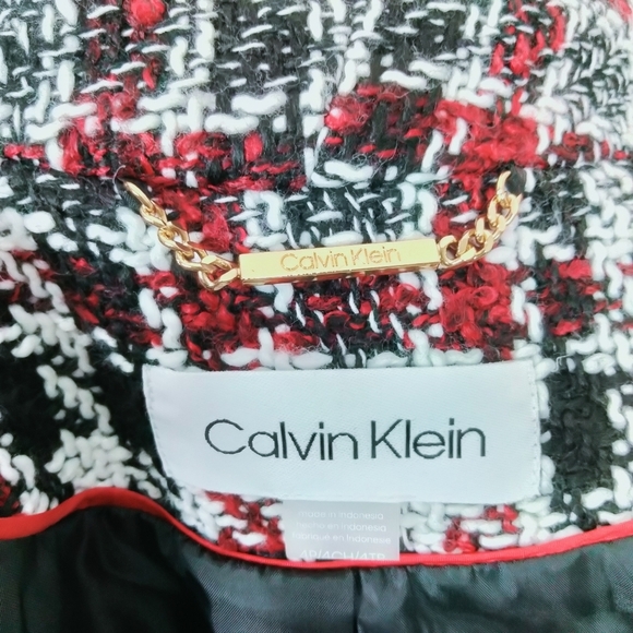 Calvin Klein Tweed Suit Jacket Open Front - Picture 6 of 8